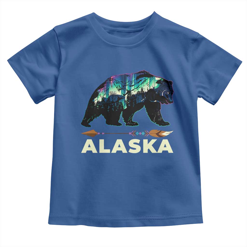 Alaska Toddler T Shirt Alaskan Night Sky Northern Lights Aurora Bear TS10 Royal Blue Print Your Wear