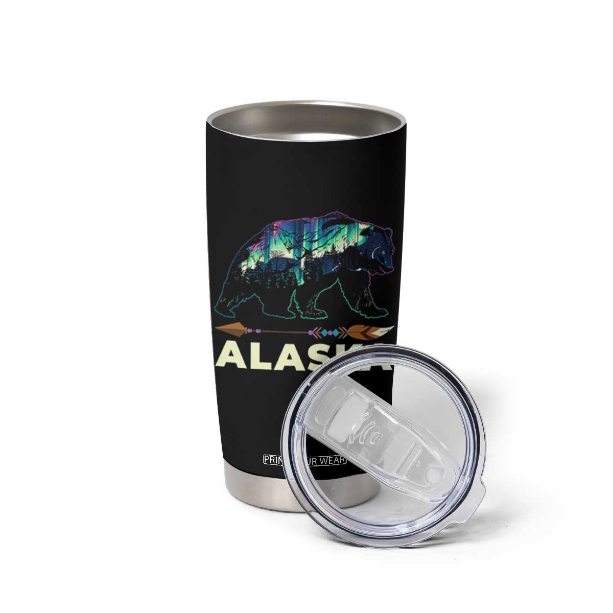 Alaska Tumbler Cup Alaskan Night Sky Northern Lights Aurora Bear TS10 Print Your Wear
