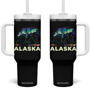 Alaska Tumbler With Handle Alaskan Night Sky Northern Lights Aurora Bear TS10 One Size: 40 oz Black Print Your Wear