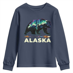 Alaska Youth Sweatshirt Alaskan Night Sky Northern Lights Aurora Bear TS10 Navy Print Your Wear