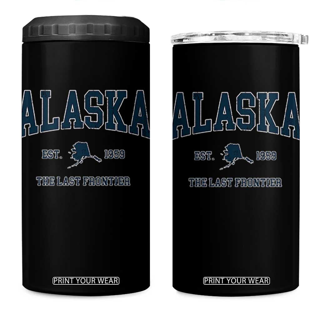 Alaska 4 in 1 Can Cooler Tumbler Vintage Sports Design The Last Frontier Souvenirs TS10 One Size: 16 oz Black Print Your Wear