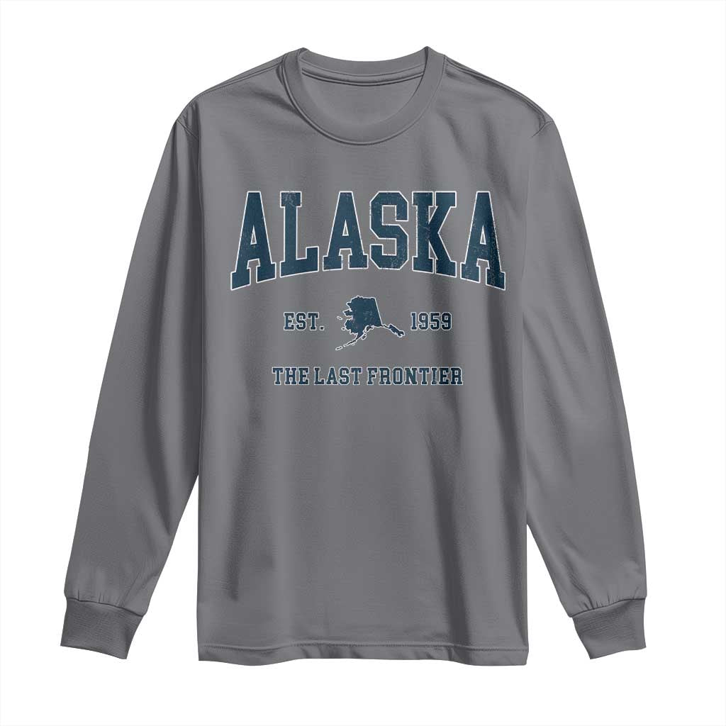 Alaska Long Sleeve Shirt Vintage Sports Design The Last Frontier Souvenirs TS10 Charcoal Print Your Wear