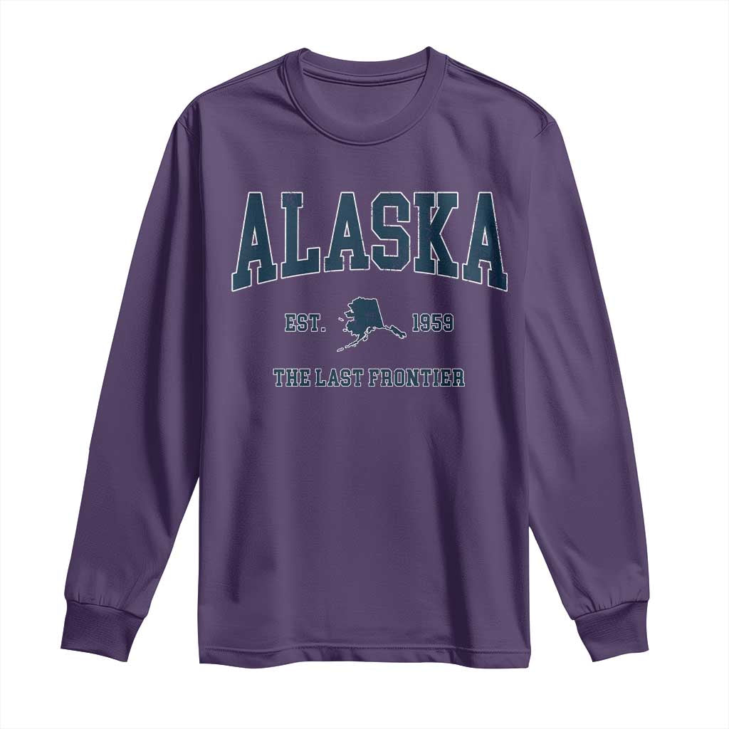 Alaska Long Sleeve Shirt Vintage Sports Design The Last Frontier Souvenirs TS10 Purple Print Your Wear