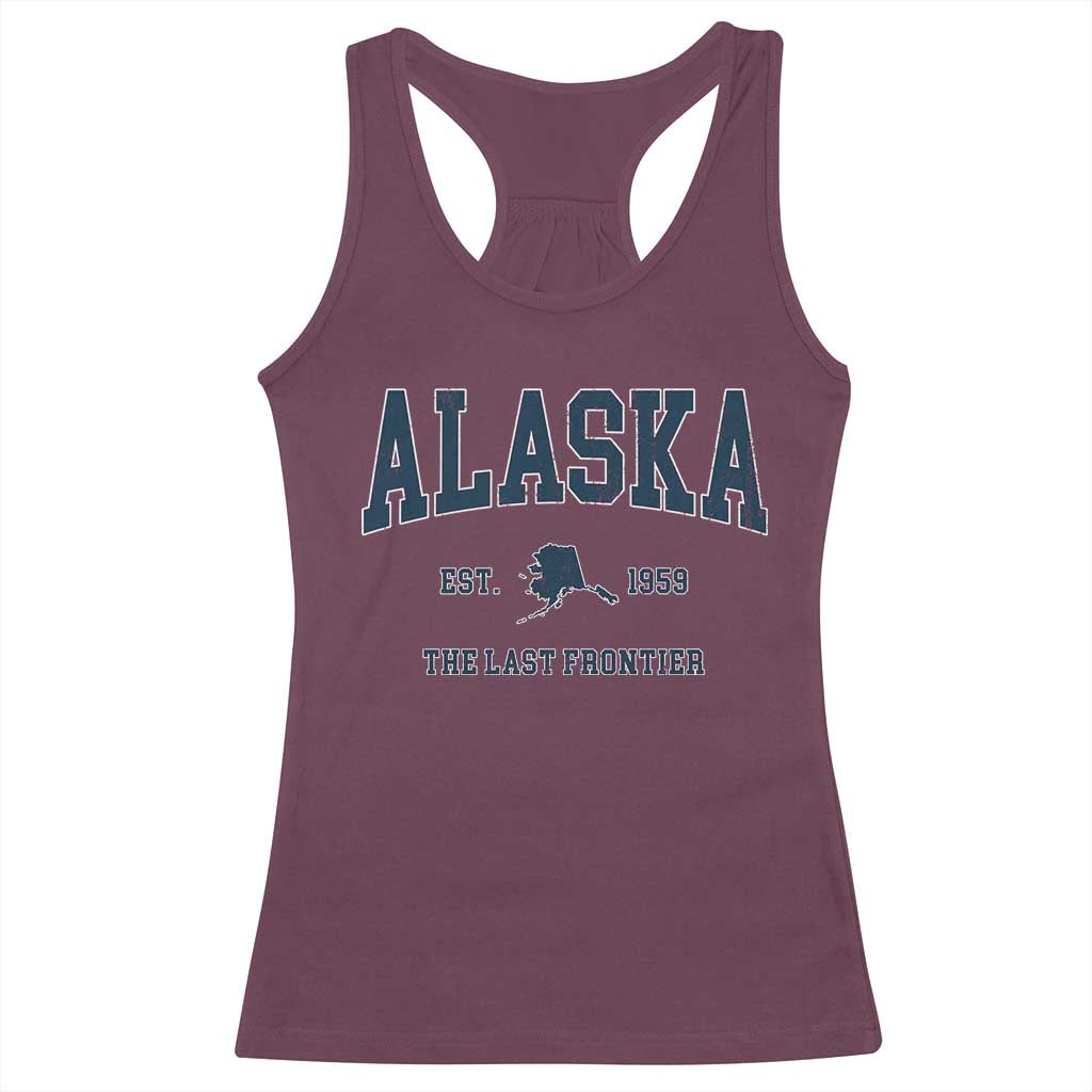 Alaska Racerback Tank Top Vintage Sports Design The Last Frontier Souvenirs TS10 Maroon Print Your Wear