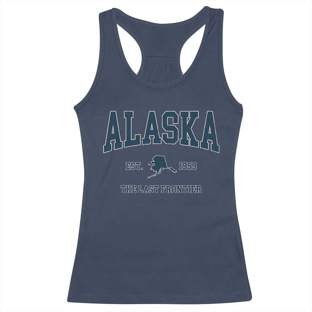 Alaska Racerback Tank Top Vintage Sports Design The Last Frontier Souvenirs TS10 Navy Print Your Wear