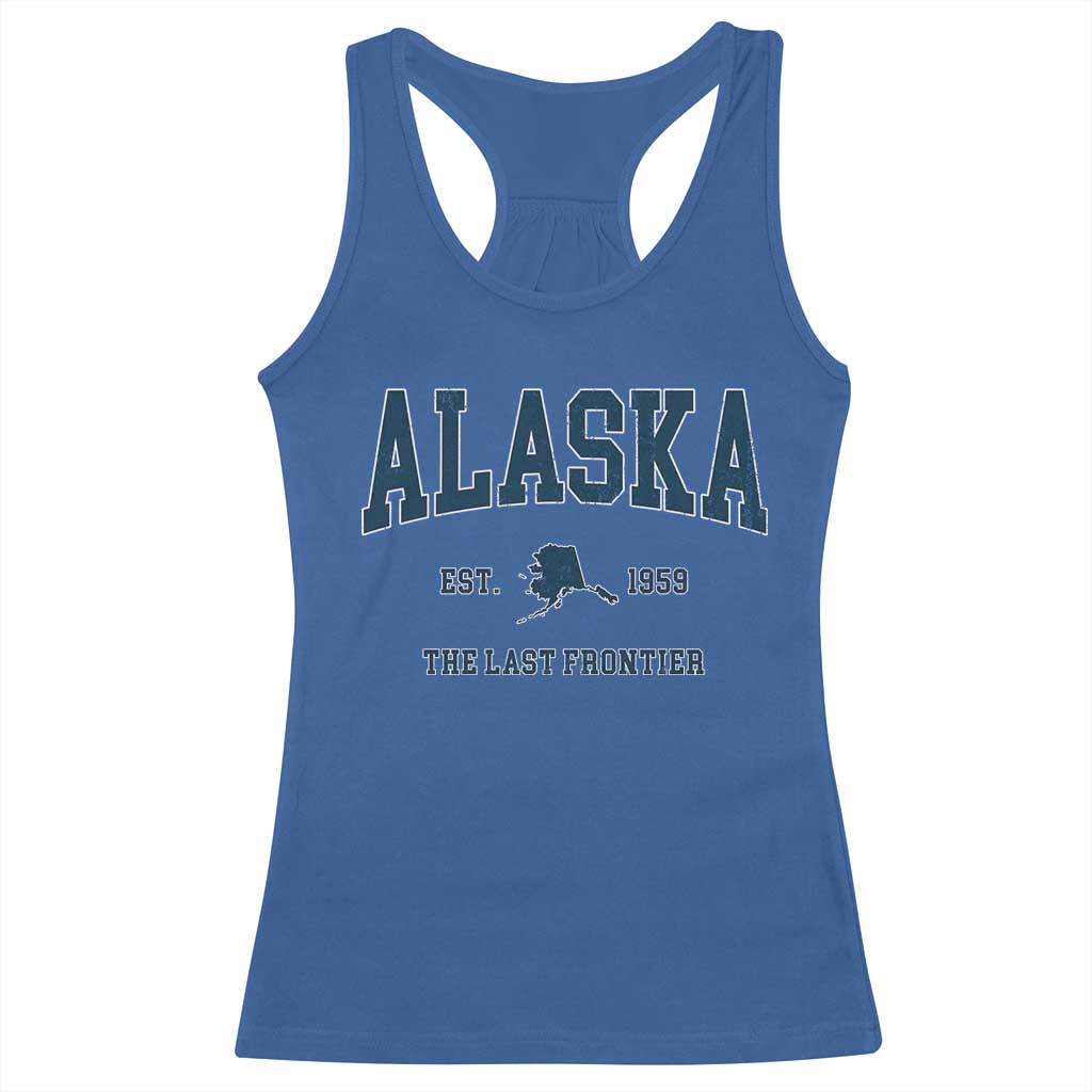 Alaska Racerback Tank Top Vintage Sports Design The Last Frontier Souvenirs TS10 Royal Blue Print Your Wear