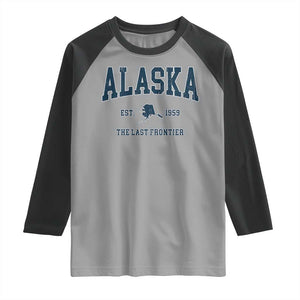 Alaska Raglan Shirt Vintage Sports Design The Last Frontier Souvenirs TS10 Sport Gray Black Print Your Wear