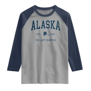 Alaska Raglan Shirt Vintage Sports Design The Last Frontier Souvenirs TS10 Sport Gray Navy Print Your Wear