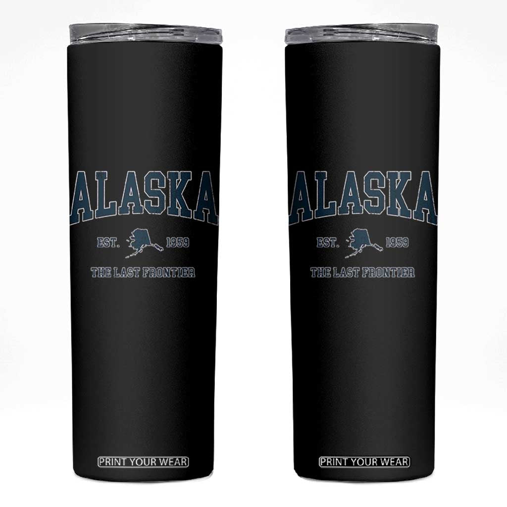 Alaska Skinny Tumbler Vintage Sports Design The Last Frontier Souvenirs TS10 Black Print Your Wear
