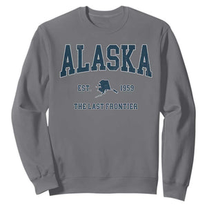 Alaska Sweatshirt Vintage Sports Design The Last Frontier Souvenirs TS10 Charcoal Print Your Wear
