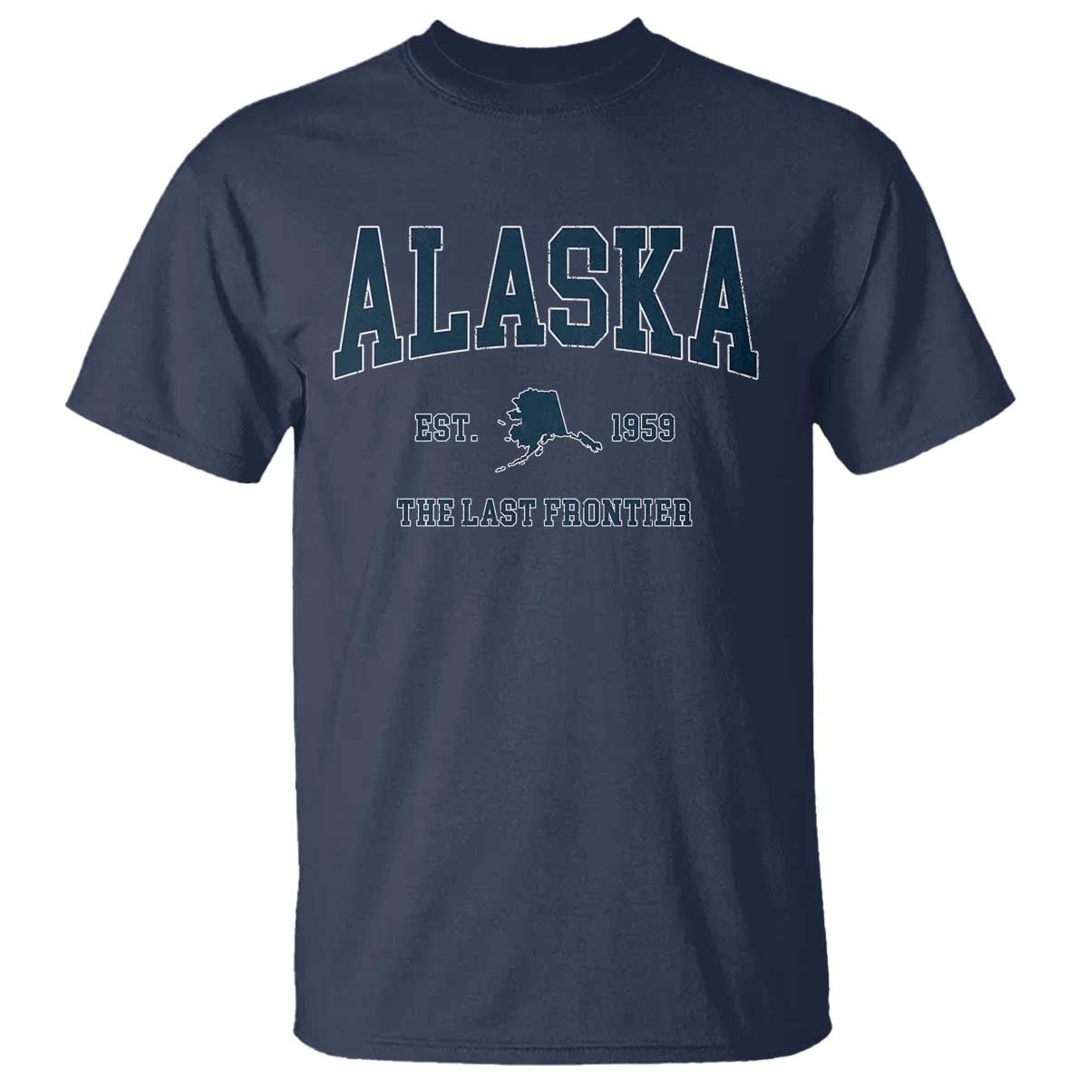 Alaska T Shirt Vintage Sports Design The Last Frontier Souvenirs TS10 Navy Print Your Wear