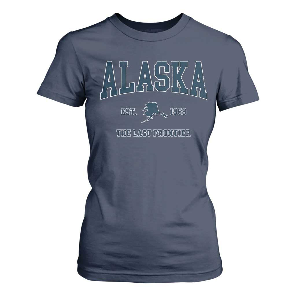 Alaska T Shirt For Women Vintage Sports Design The Last Frontier Souvenirs TS10 Navy Print Your Wear