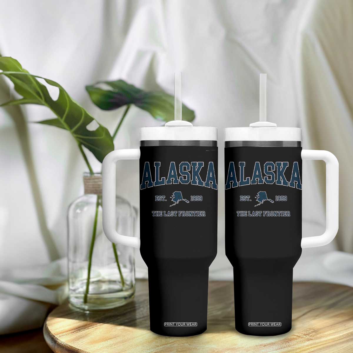 Alaska Tumbler With Handle Vintage Sports Design The Last Frontier Souvenirs TS10 Print Your Wear