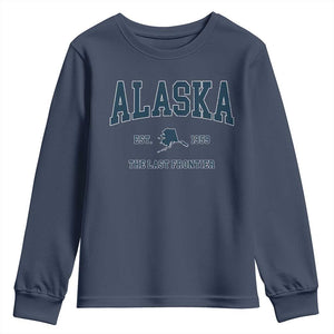 Alaska Youth Sweatshirt Vintage Sports Design The Last Frontier Souvenirs TS10 Navy Print Your Wear