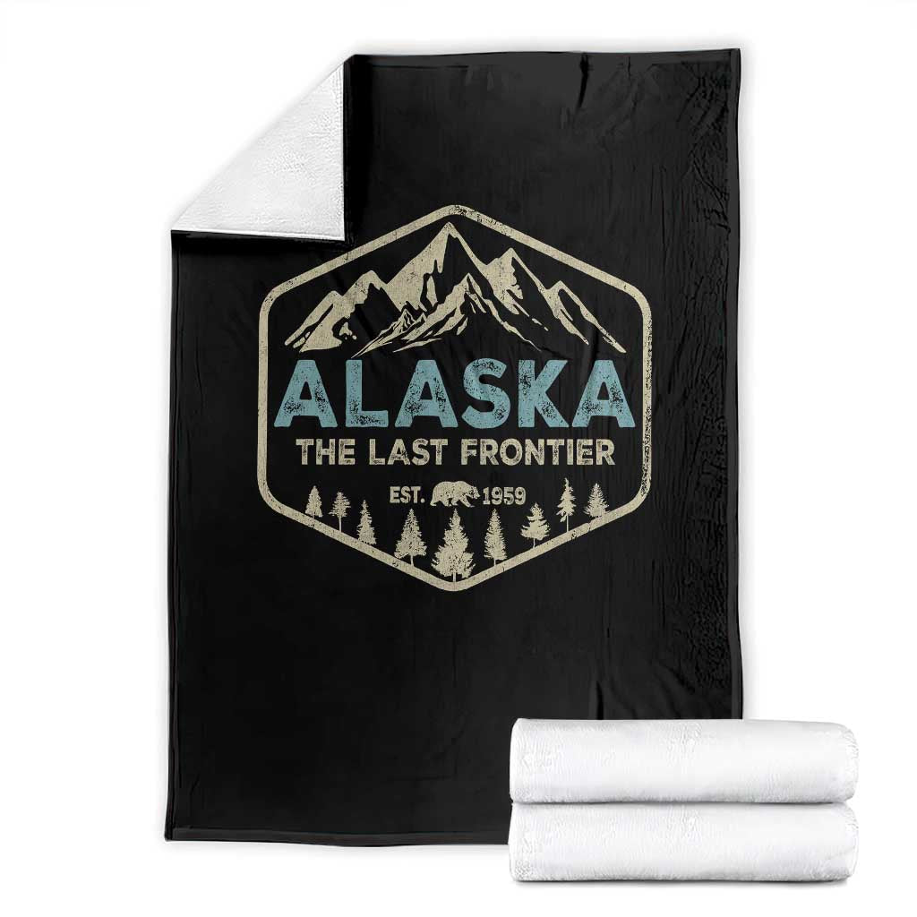 Vintage Alaska The Last Frontier Throw Blanket Retro Alaskan Bear Mountain Souvenir TS10 Black Print Your Wear