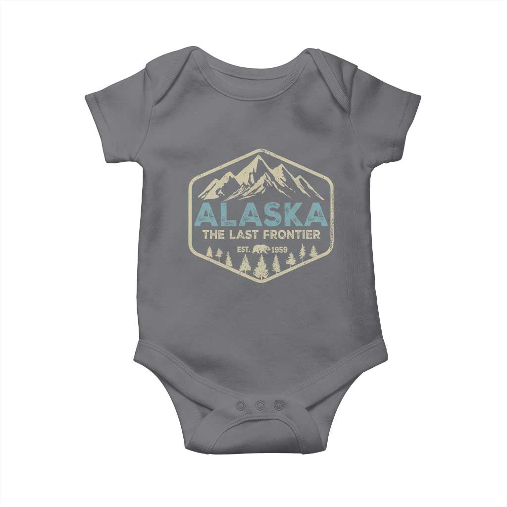 Vintage Alaska The Last Frontier Baby Onesie Retro Alaskan Bear Mountain Souvenir TS10 Charcoal Print Your Wear