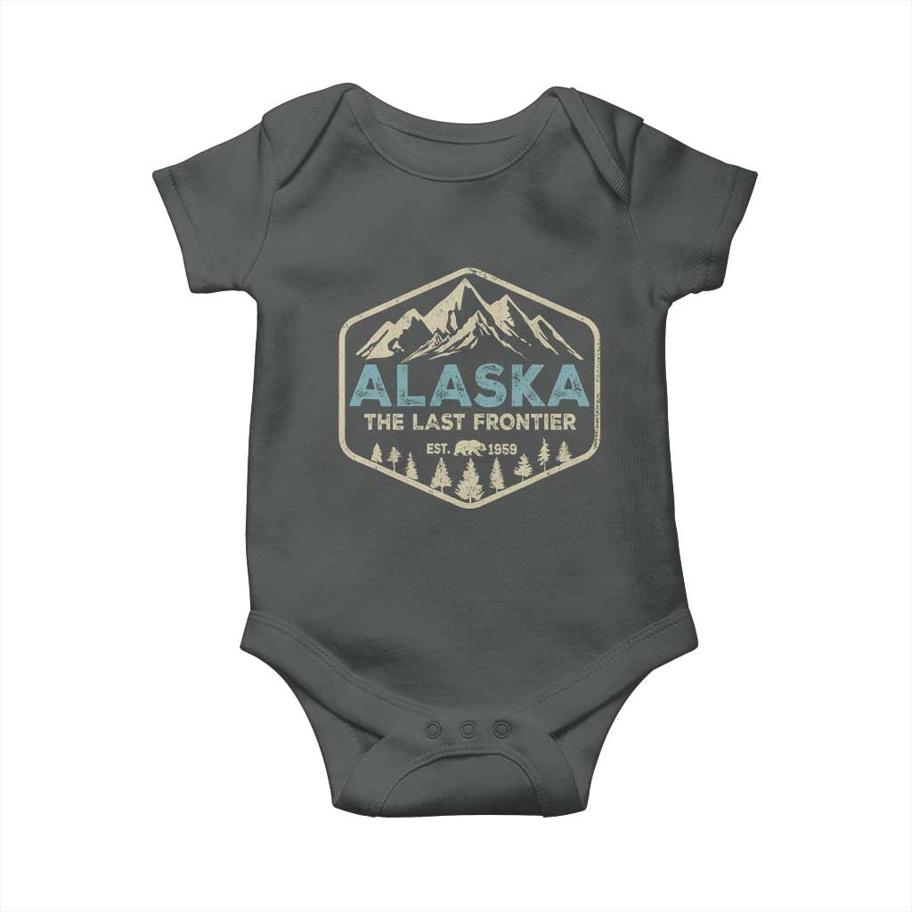 Vintage Alaska The Last Frontier Baby Onesie Retro Alaskan Bear Mountain Souvenir TS10 Dark Heather Print Your Wear