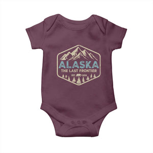 Vintage Alaska The Last Frontier Baby Onesie Retro Alaskan Bear Mountain Souvenir TS10 Maroon Print Your Wear