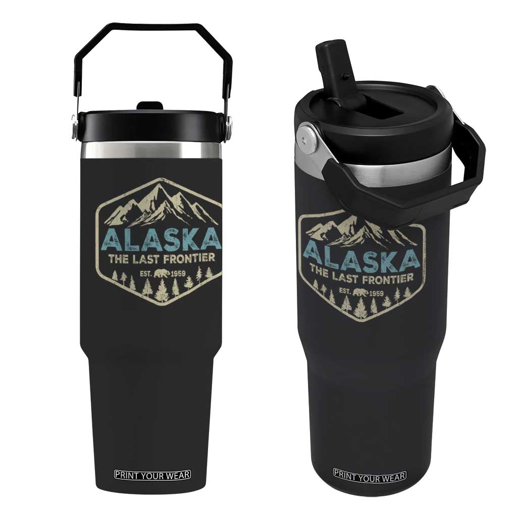 Vintage Alaska The Last Frontier Flip Straw Tumbler Retro Alaskan Bear Mountain Souvenir TS10 One Size: 30 oz Black Print Your Wear