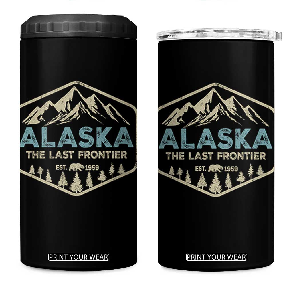 Vintage Alaska The Last Frontier 4 in 1 Can Cooler Tumbler Retro Alaskan Bear Mountain Souvenir TS10 One Size: 16 oz Black Print Your Wear