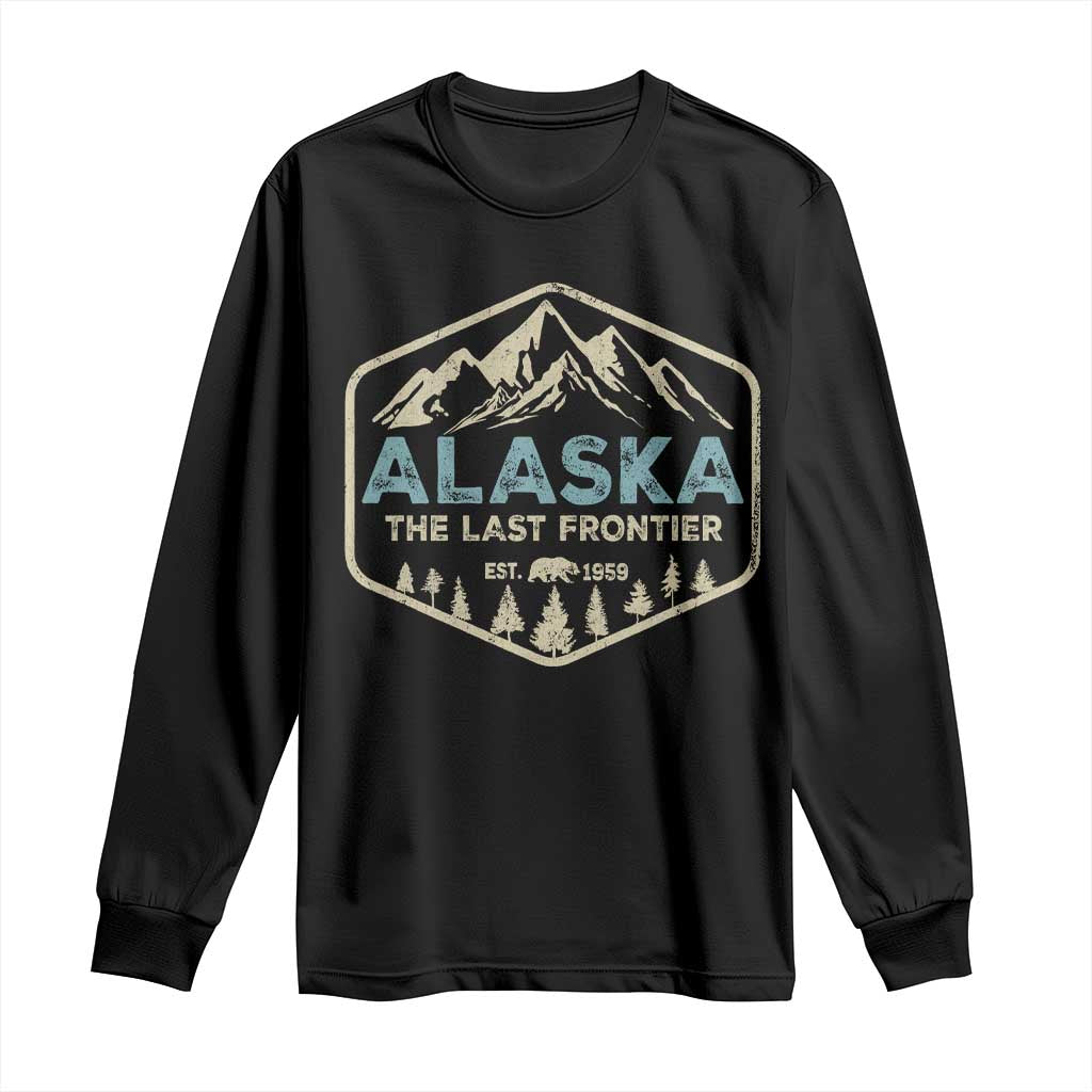Vintage Alaska The Last Frontier Long Sleeve Shirt Retro Alaskan Bear Mountain Souvenir TS10 Black Print Your Wear