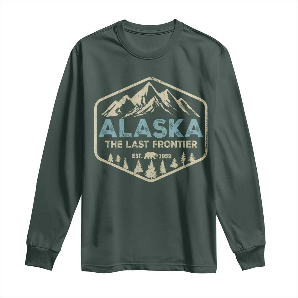 Vintage Alaska The Last Frontier Long Sleeve Shirt Retro Alaskan Bear Mountain Souvenir TS10 Dark Forest Green Print Your Wear