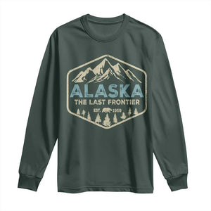 Vintage Alaska The Last Frontier Long Sleeve Shirt Retro Alaskan Bear Mountain Souvenir TS10 Dark Forest Green Print Your Wear