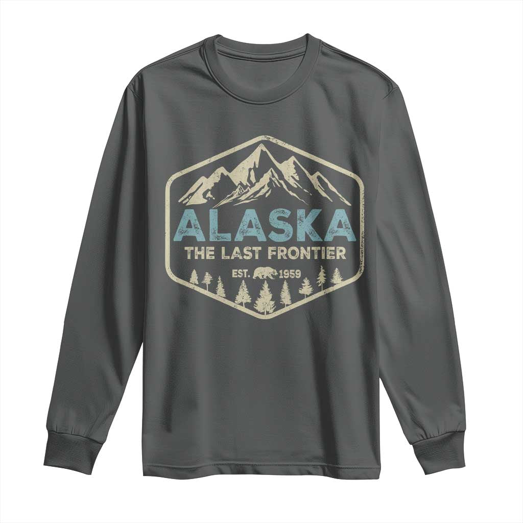 Vintage Alaska The Last Frontier Long Sleeve Shirt Retro Alaskan Bear Mountain Souvenir TS10 Dark Heather Print Your Wear