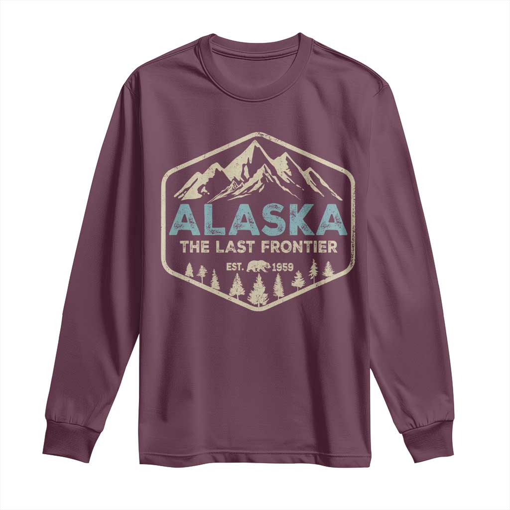 Vintage Alaska The Last Frontier Long Sleeve Shirt Retro Alaskan Bear Mountain Souvenir TS10 Maroon Print Your Wear