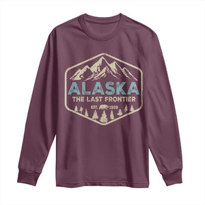 Vintage Alaska The Last Frontier Long Sleeve Shirt Retro Alaskan Bear Mountain Souvenir TS10 Maroon Print Your Wear