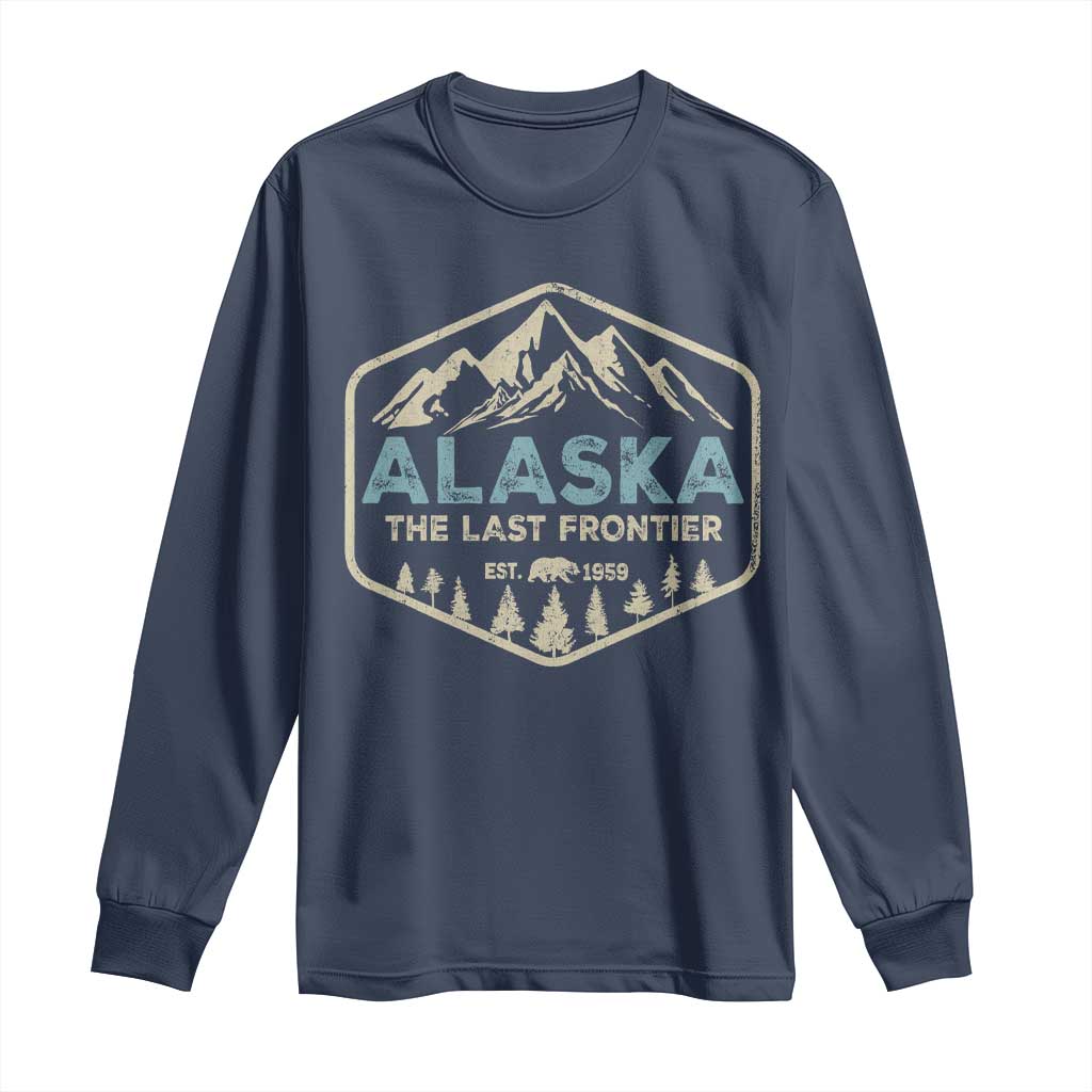 Vintage Alaska The Last Frontier Long Sleeve Shirt Retro Alaskan Bear Mountain Souvenir TS10 Navy Print Your Wear
