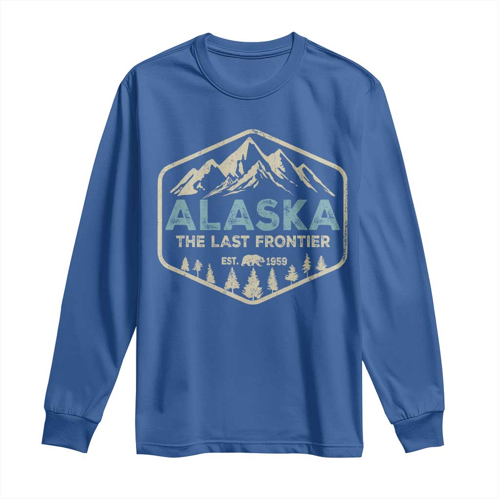 Vintage Alaska The Last Frontier Long Sleeve Shirt Retro Alaskan Bear Mountain Souvenir TS10 Royal Blue Print Your Wear