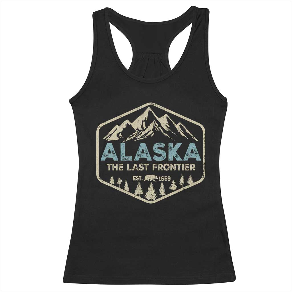 Vintage Alaska The Last Frontier Racerback Tank Top Retro Alaskan Bear Mountain Souvenir TS10 Black Print Your Wear