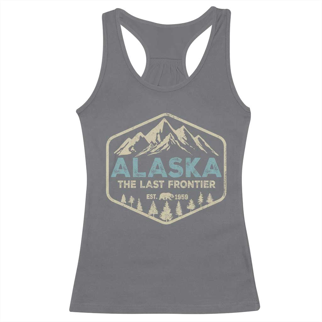 Vintage Alaska The Last Frontier Racerback Tank Top Retro Alaskan Bear Mountain Souvenir TS10 Charcoal Print Your Wear