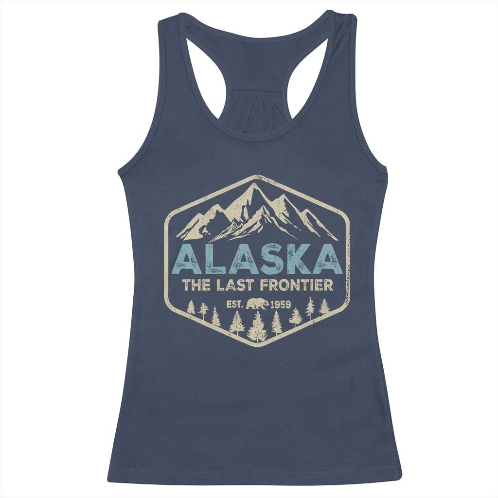 Vintage Alaska The Last Frontier Racerback Tank Top Retro Alaskan Bear Mountain Souvenir TS10 Navy Print Your Wear
