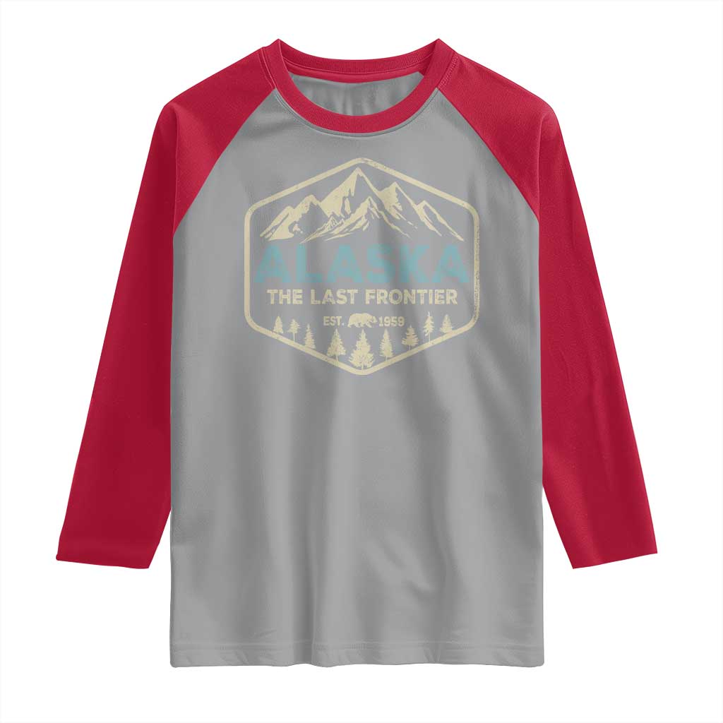 Vintage Alaska The Last Frontier Raglan Shirt Retro Alaskan Bear Mountain Souvenir TS10 Sport Gray Red Print Your Wear