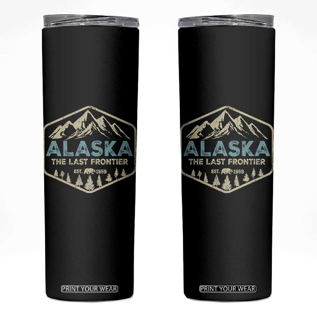 Vintage Alaska The Last Frontier Skinny Tumbler Retro Alaskan Bear Mountain Souvenir TS10 Black Print Your Wear