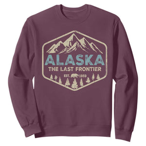 Vintage Alaska The Last Frontier Sweatshirt Retro Alaskan Bear Mountain Souvenir TS10 Maroon Print Your Wear