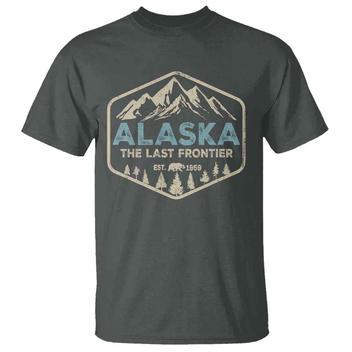 Vintage Alaska The Last Frontier T Shirt Retro Alaskan Bear Mountain Souvenir TS10 Dark Heather Print Your Wear