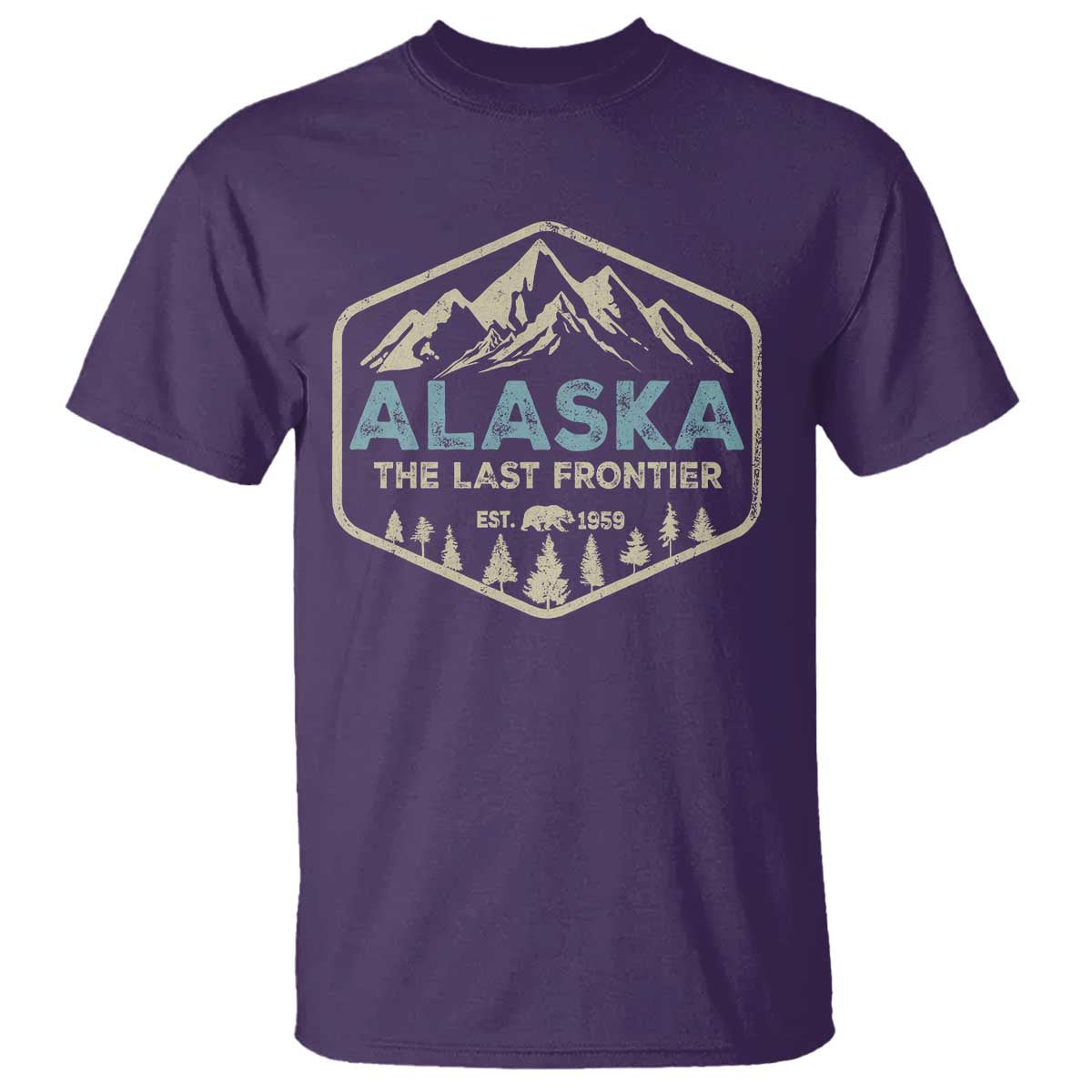 Vintage Alaska The Last Frontier T Shirt Retro Alaskan Bear Mountain Souvenir TS10 Purple Print Your Wear