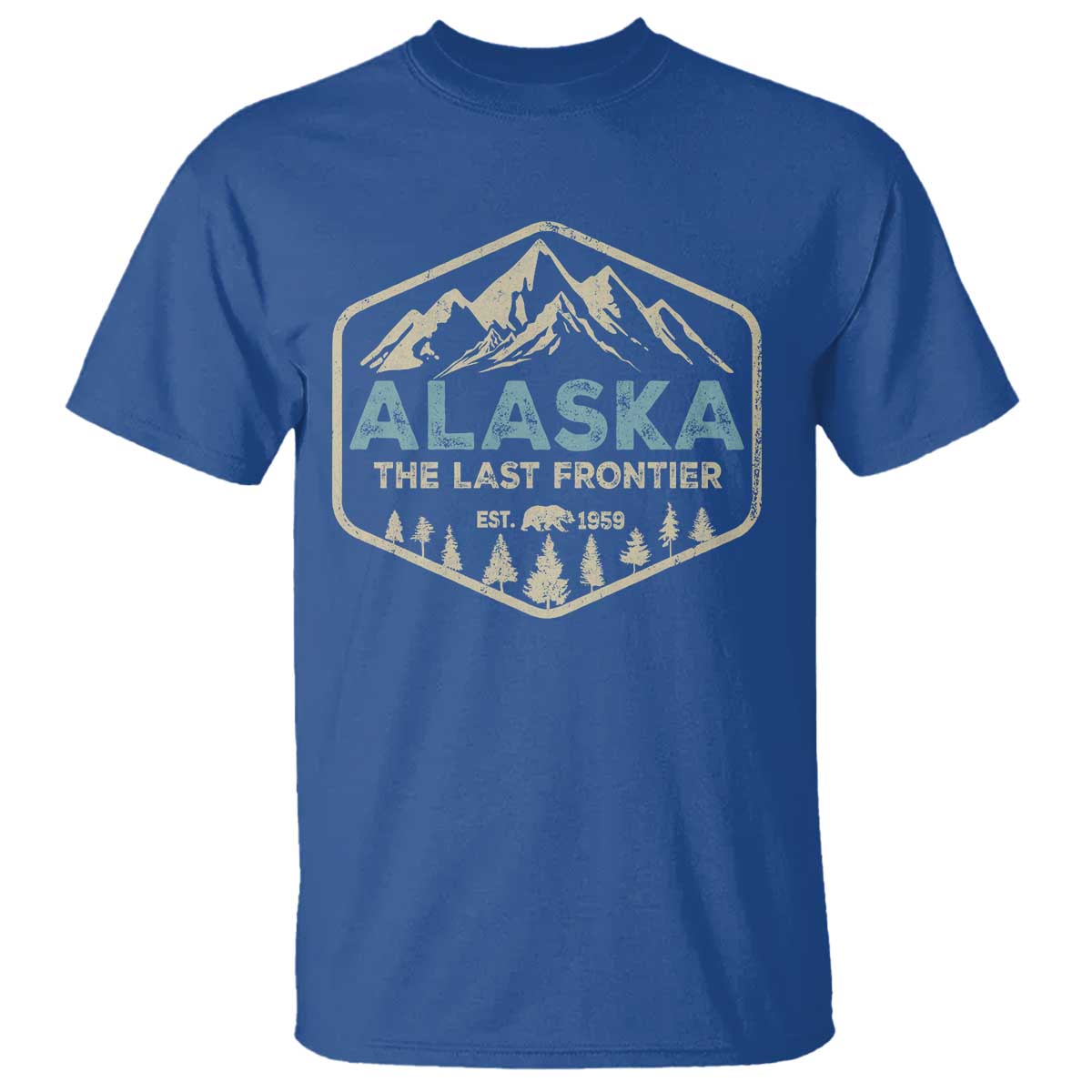 Vintage Alaska The Last Frontier T Shirt Retro Alaskan Bear Mountain Souvenir TS10 Royal Blue Print Your Wear