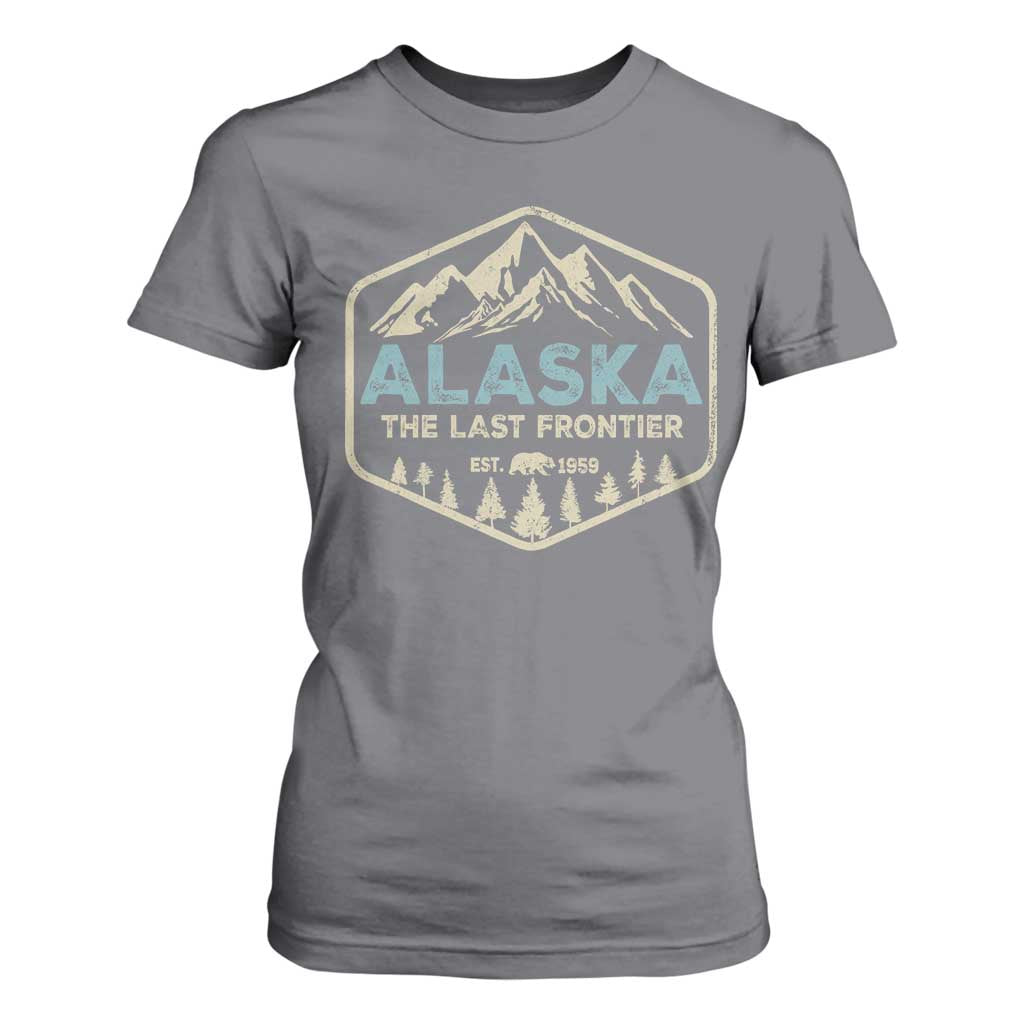 Vintage Alaska The Last Frontier T Shirt For Women Retro Alaskan Bear Mountain Souvenir TS10 Charcoal Print Your Wear