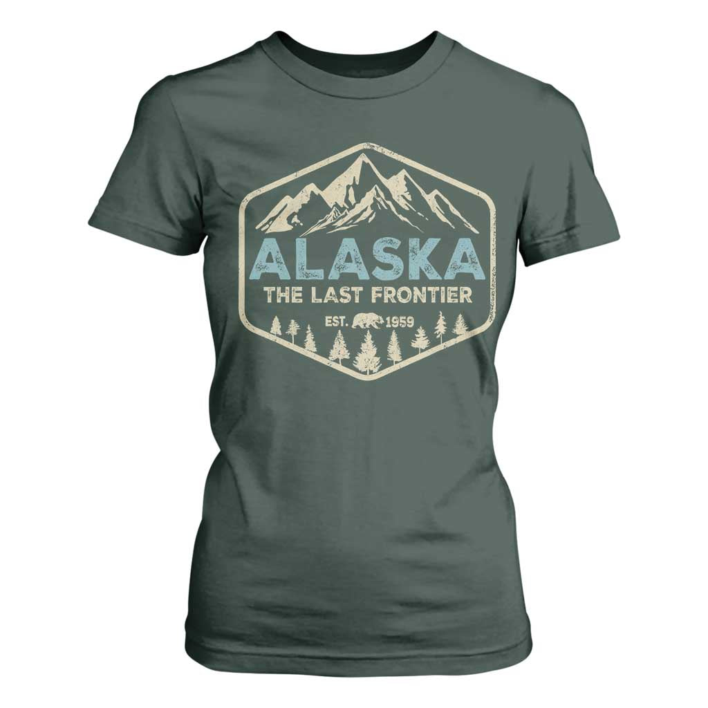 Vintage Alaska The Last Frontier T Shirt For Women Retro Alaskan Bear Mountain Souvenir TS10 Dark Forest Green Print Your Wear