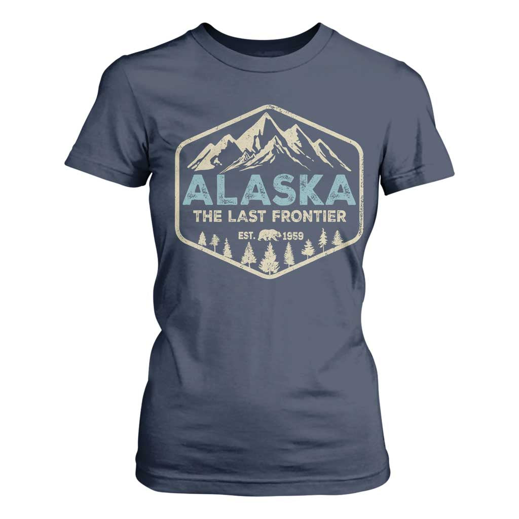 Vintage Alaska The Last Frontier T Shirt For Women Retro Alaskan Bear Mountain Souvenir TS10 Navy Print Your Wear