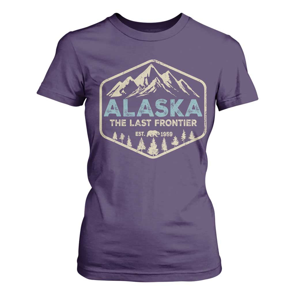 Vintage Alaska The Last Frontier T Shirt For Women Retro Alaskan Bear Mountain Souvenir TS10 Purple Print Your Wear