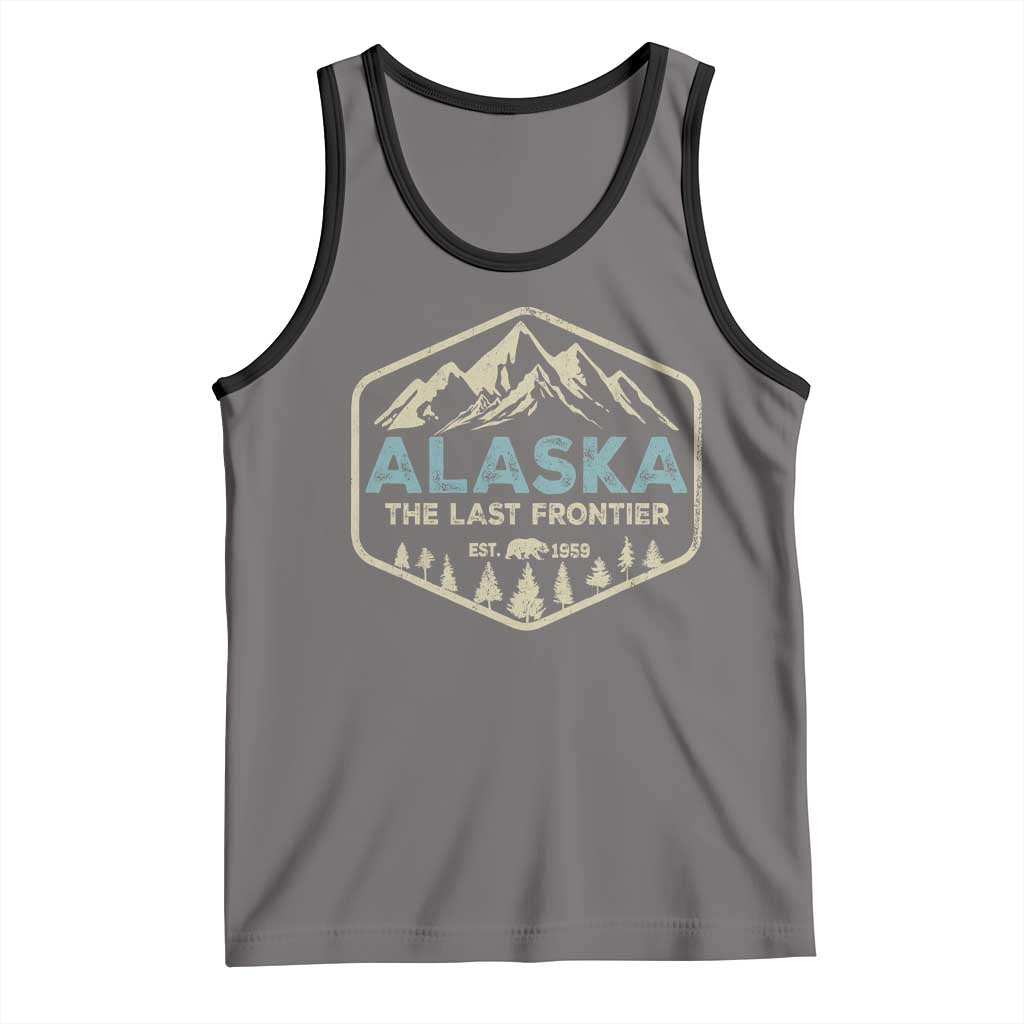 Vintage Alaska The Last Frontier Tank Top Retro Alaskan Bear Mountain Souvenir TS10 Deep Heather Black Print Your Wear