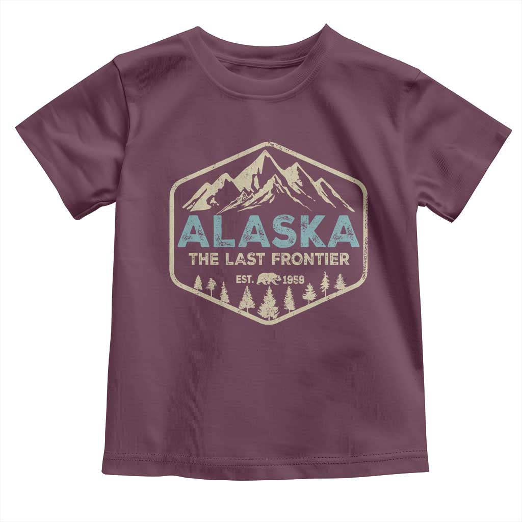 Vintage Alaska The Last Frontier Toddler T Shirt Retro Alaskan Bear Mountain Souvenir TS10 Maroon Print Your Wear
