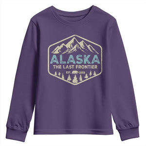 Vintage Alaska The Last Frontier Youth Sweatshirt Retro Alaskan Bear Mountain Souvenir TS10 Purple Print Your Wear