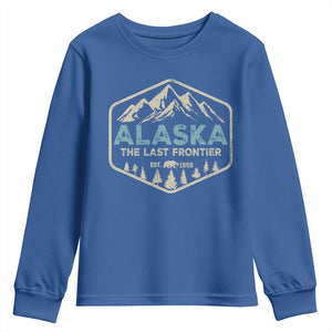Vintage Alaska The Last Frontier Youth Sweatshirt Retro Alaskan Bear Mountain Souvenir TS10 Royal Blue Print Your Wear
