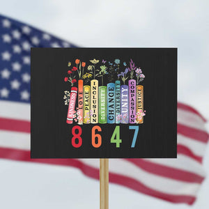 Retro 8647 Protest Sign Equal Rights Book Flower Feminist Women Rights TS10 Horizontal 18" × 24" Black Print Your Wear